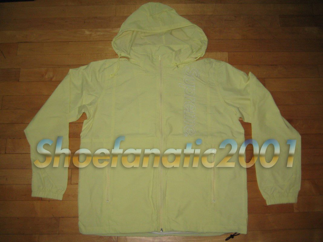 Supreme Nylon Windbreaker Pale Yellow packable hood Box Logo